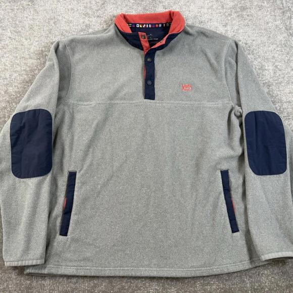 Southern Tide Pullover Mens Sz Lrg Quarter Zip Sweater Grey 1/4 Zip Elbow Patch - Picture 1 of 7